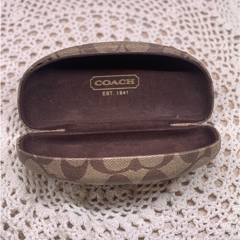 Coach Clam Shell Eyeglass Case Signature C’s Brown Case Only